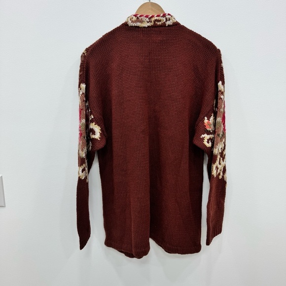 Vintage long button front Together Floral sweater cardigan Sz Large cotton blend - Picture 5 of 5